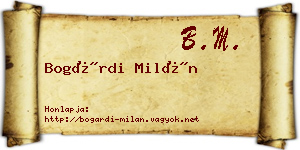 Bogárdi Milán névjegykártya